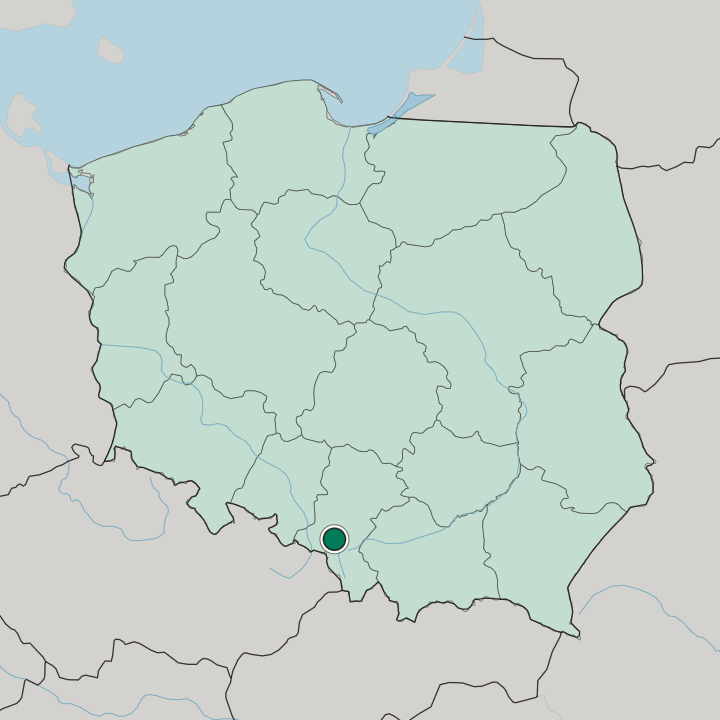 Map showing Żory — In Poland