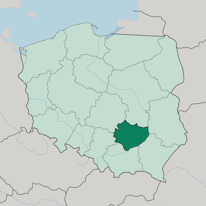 Map showing Świętokrzyskie Voivodeship — In Poland