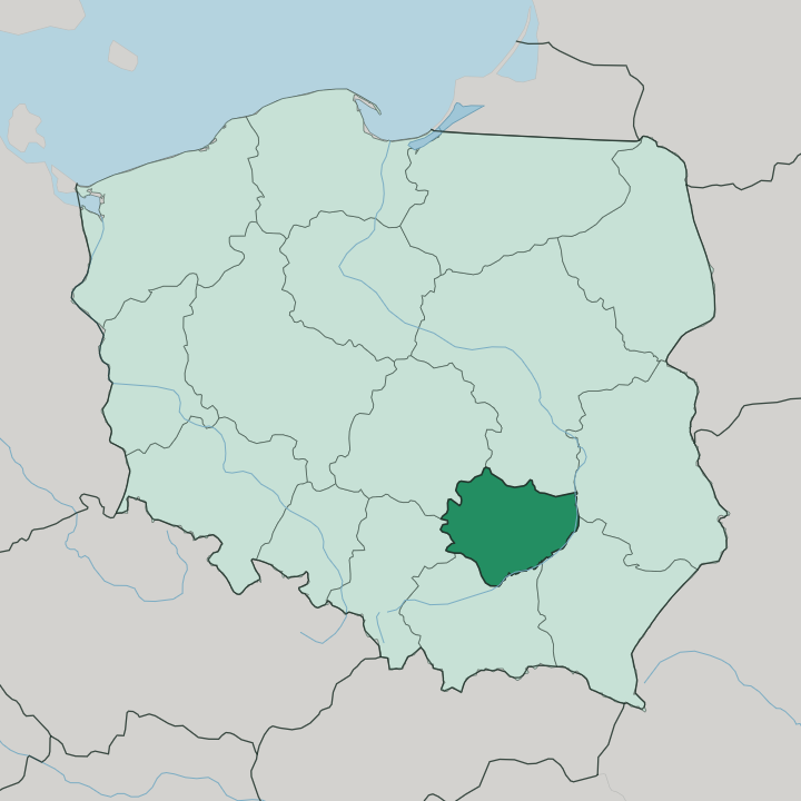 Map showing Świętokrzyskie Voivodeship — In Poland