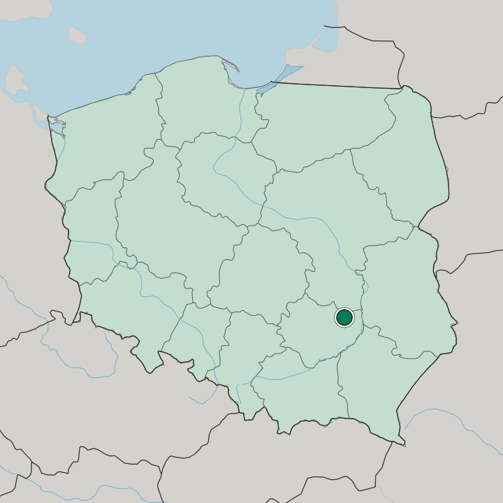 Map showing Ostrowiec Świętokrzyski — In Poland