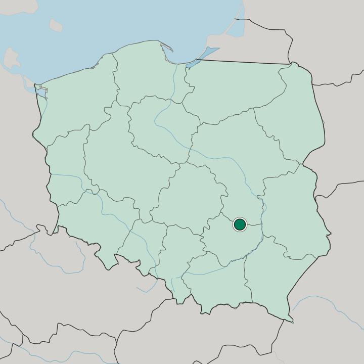 Map showing Starachowice — In Poland
