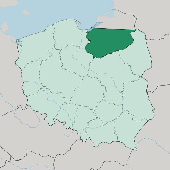 Map showing Warmian-Masurian Voivodeship — In Poland