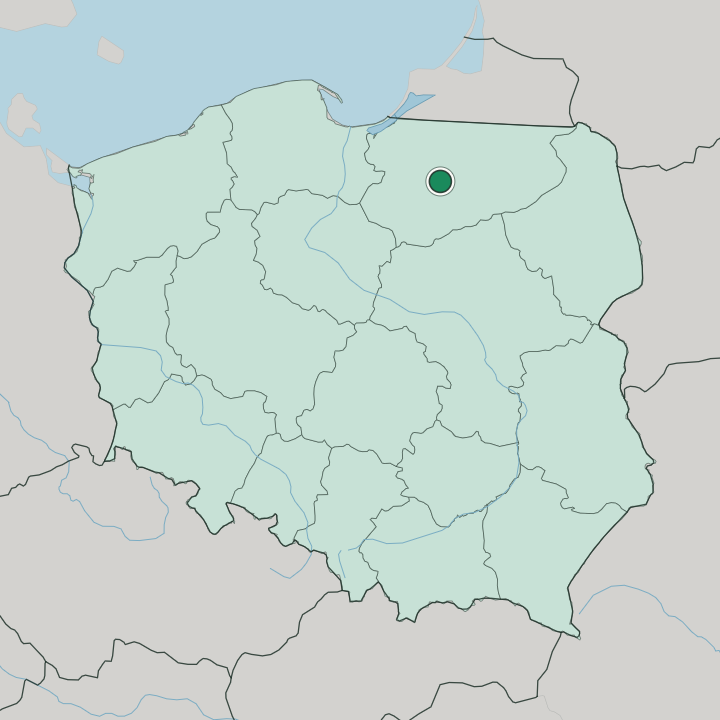 Map showing Olsztyn — In Poland