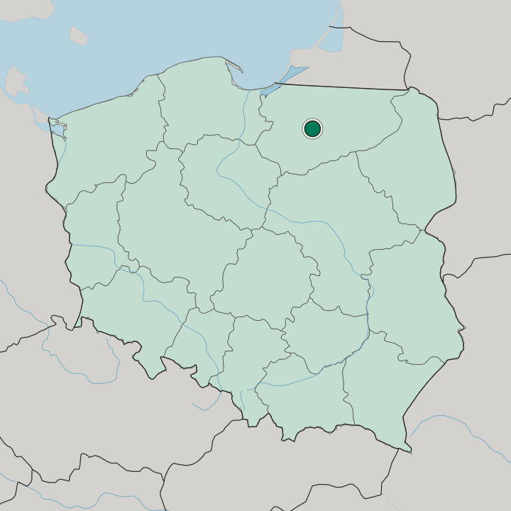 Map showing Olsztyn — In Poland