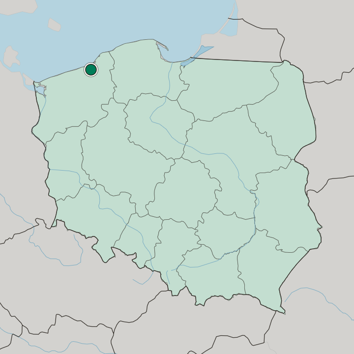 Map showing Koszalin — In Poland