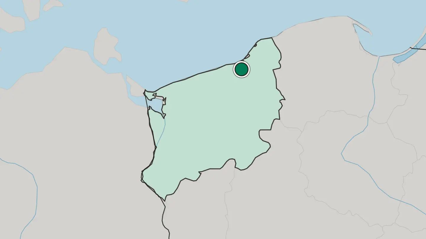 Map of Koszalin in Poland