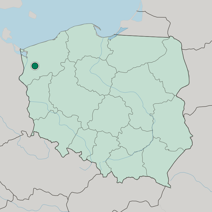 Map showing Stargard — In Poland