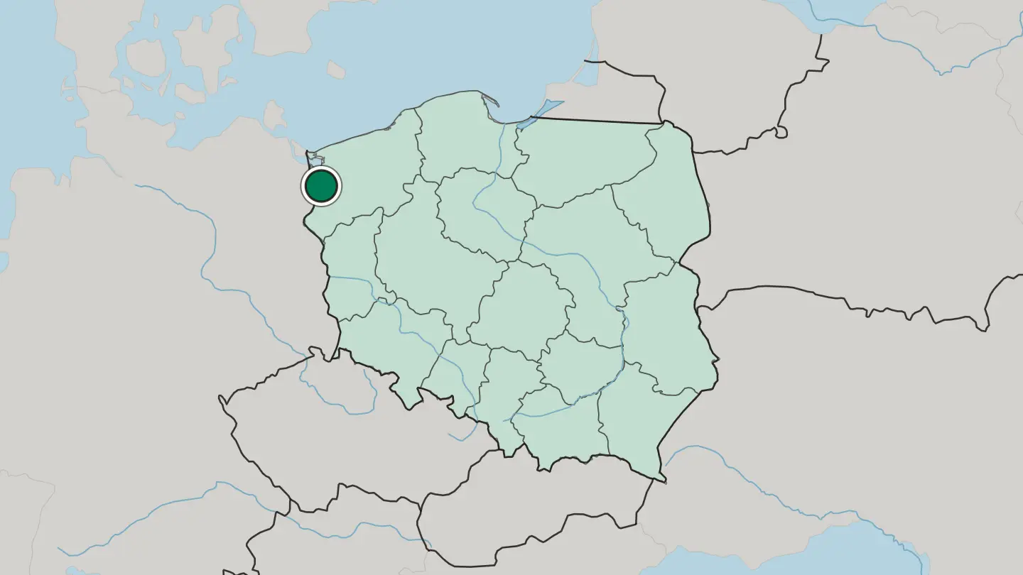 Map of Szczecin in Poland