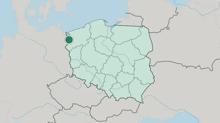 Map of Szczecin in Poland