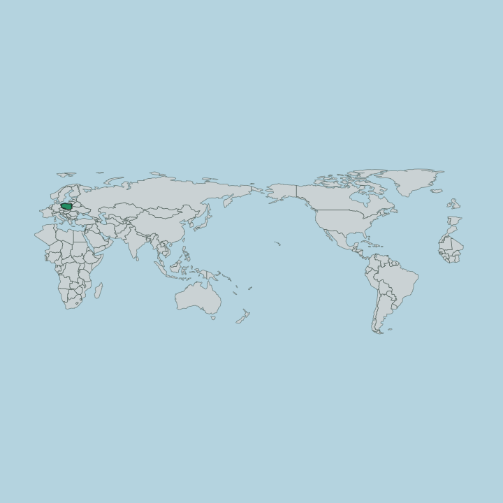 Map showing Poland — Worldwide