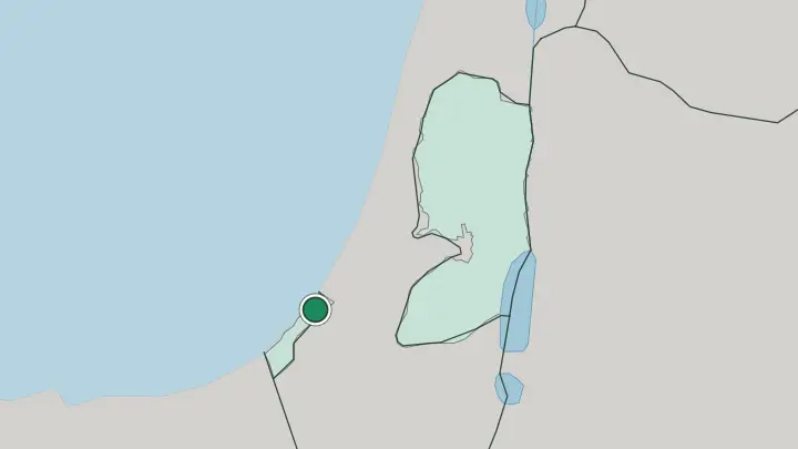 Map of Gaza in Palestine