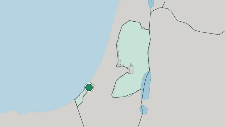 Map of Gaza in Palestine