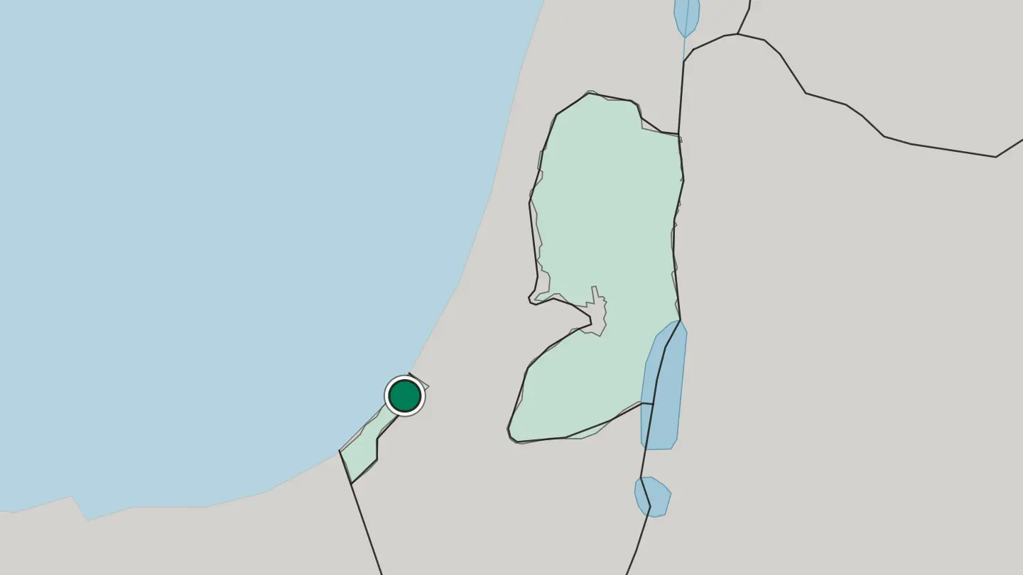 Map of Gaza in Palestine