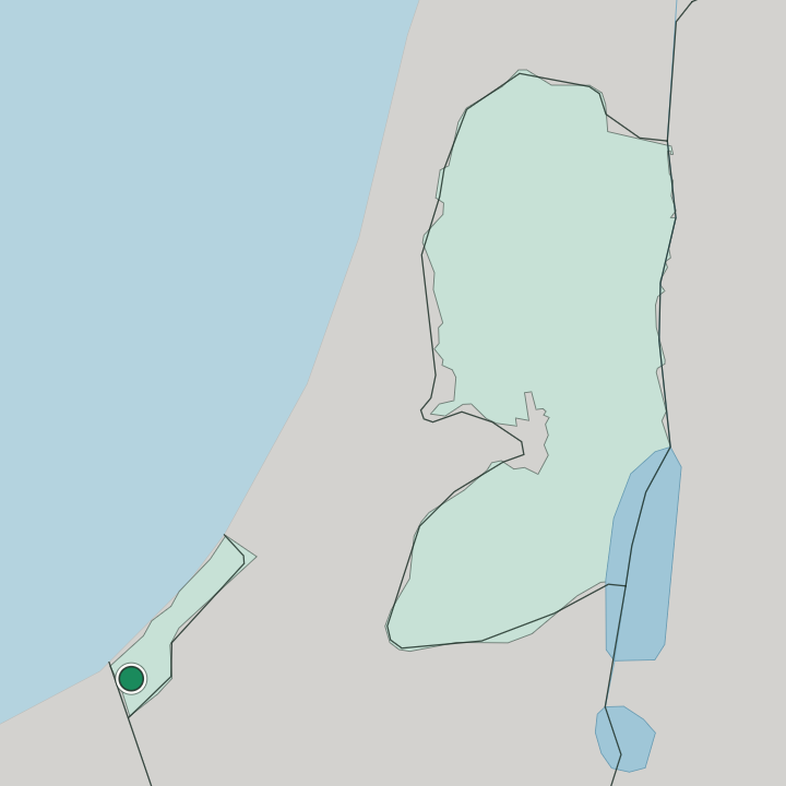Map showing Rafaḩ — In Palestine