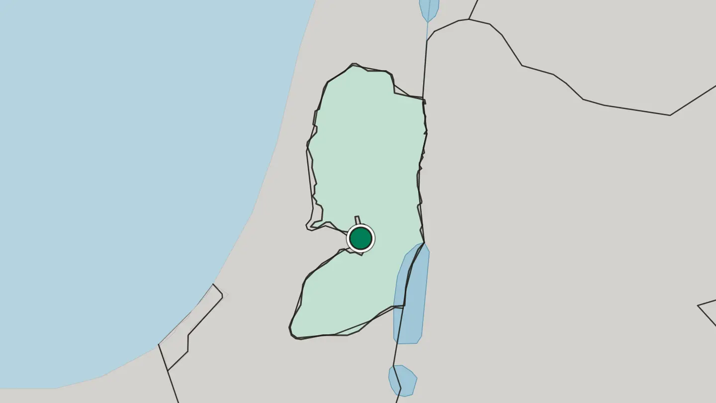 Map of East Jerusalem in Palestine