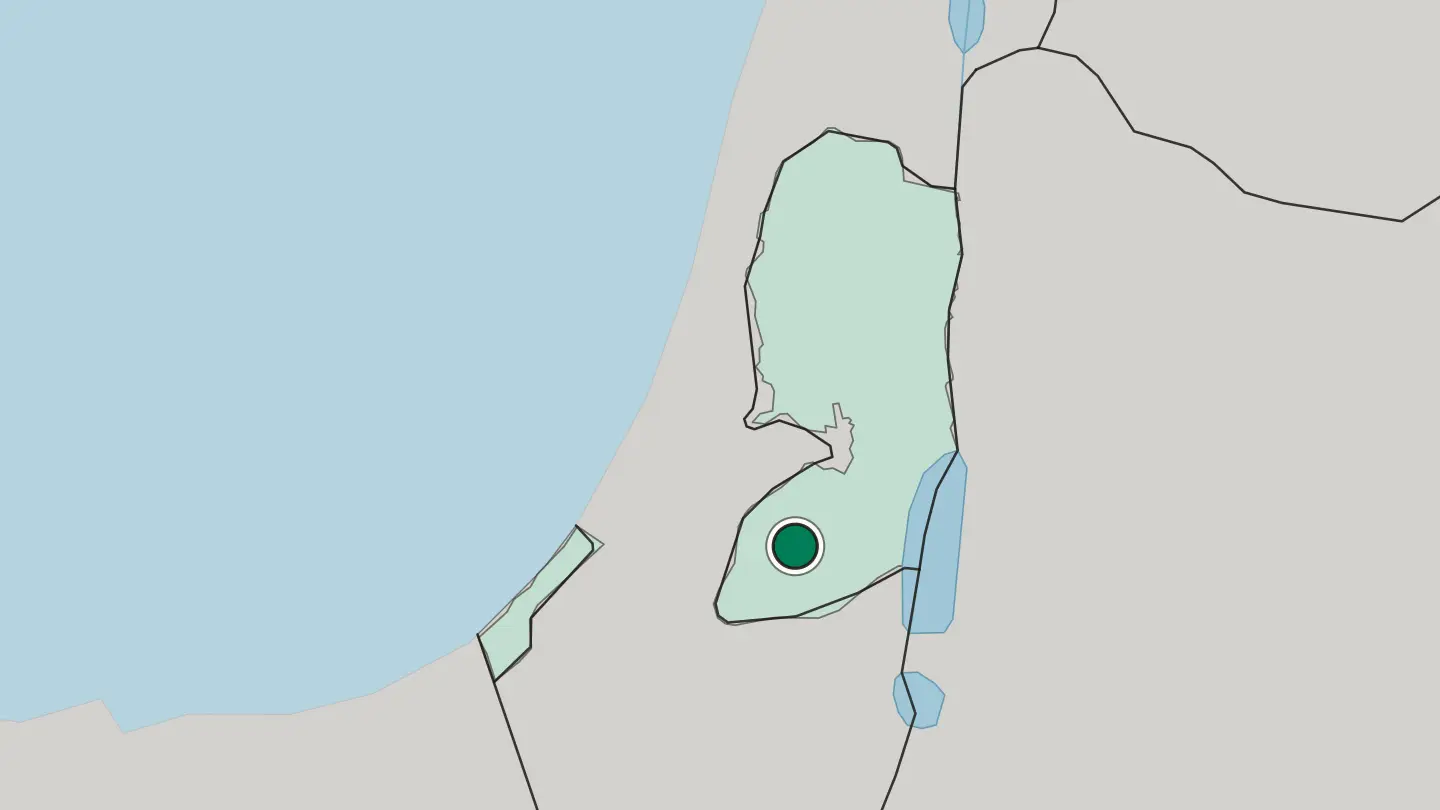 Map of Hebron in Palestine