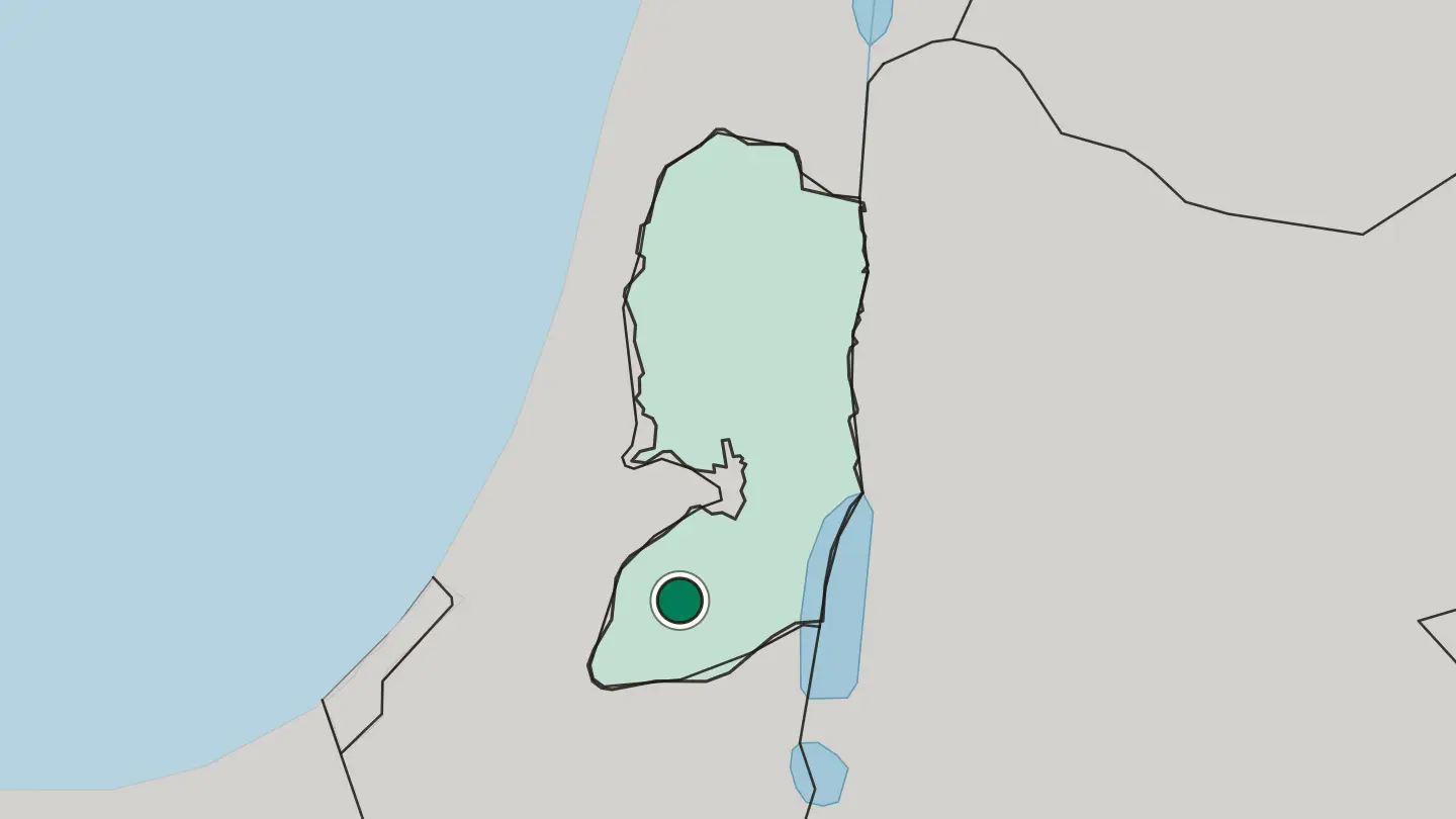Map of Hebron in Palestine
