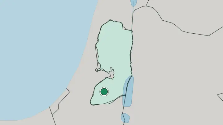 Map of Hebron in Palestine