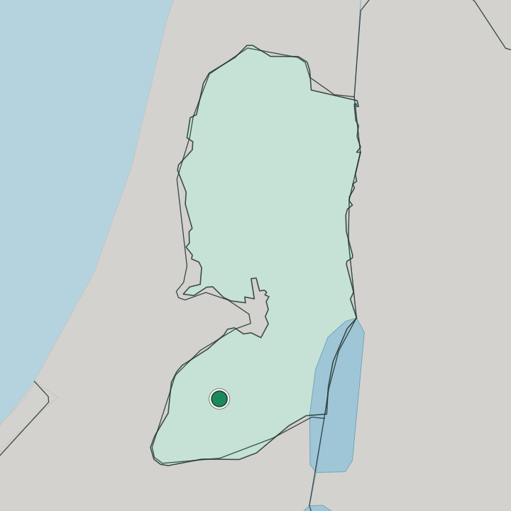 Map showing Hebron — In West Bank