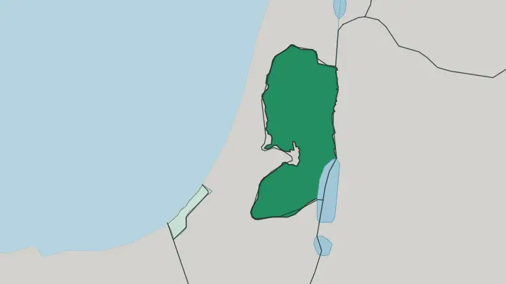 Map of West Bank in Palestine