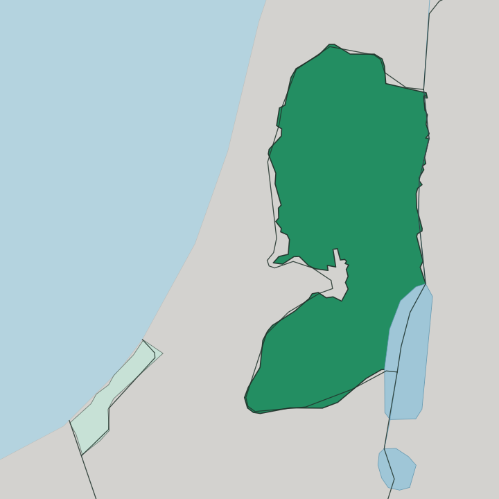 Map showing West Bank — In Palestine