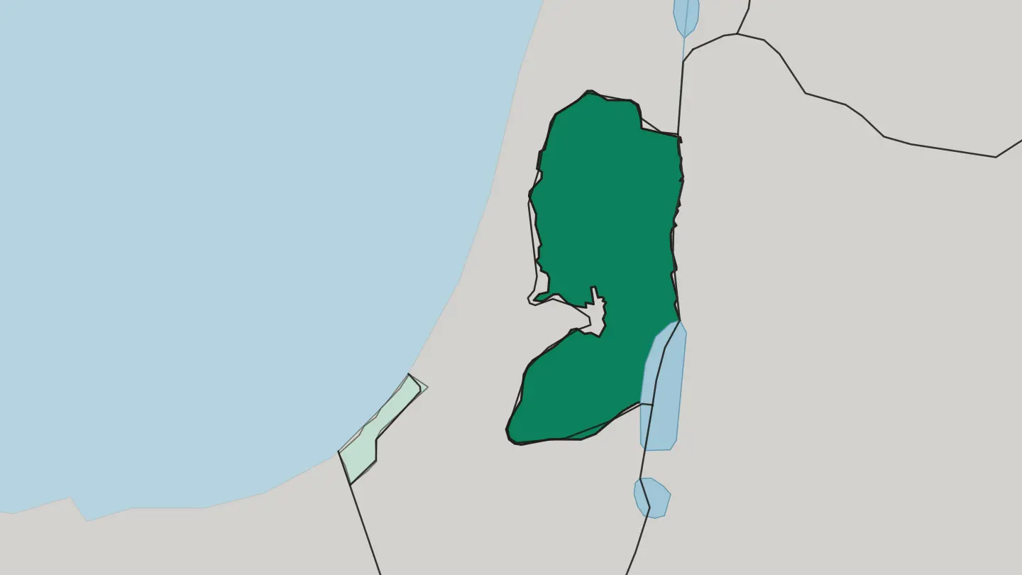 Map of West Bank in Palestine