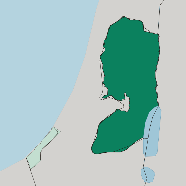 Map showing West Bank — In Palestine