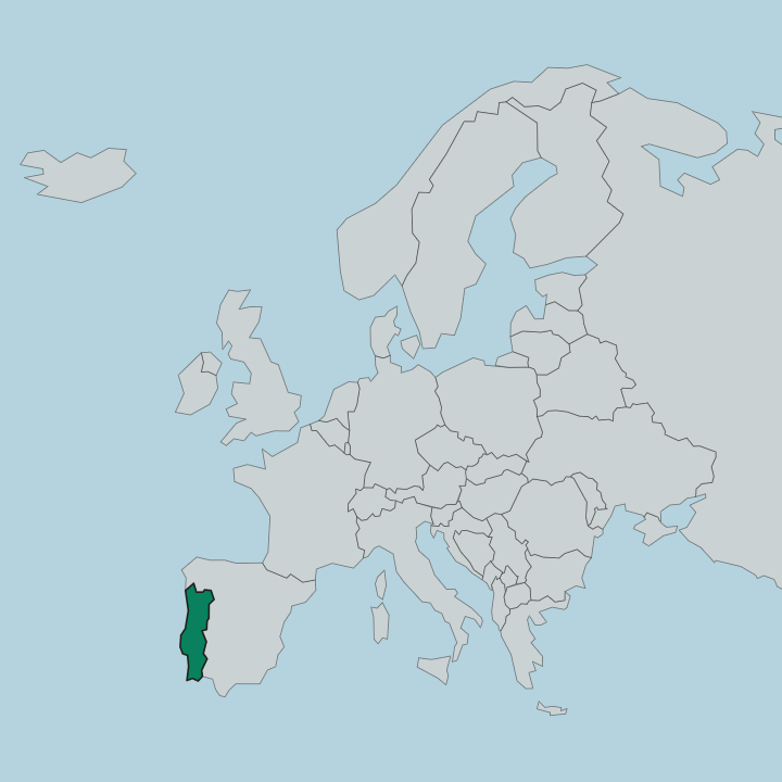 Map showing Portugal — In Europe