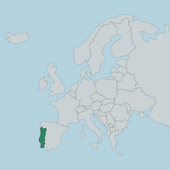 Map showing Portugal — In Europe