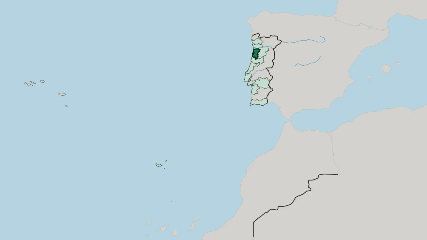 Map of Distrito de Aveiro in Portugal