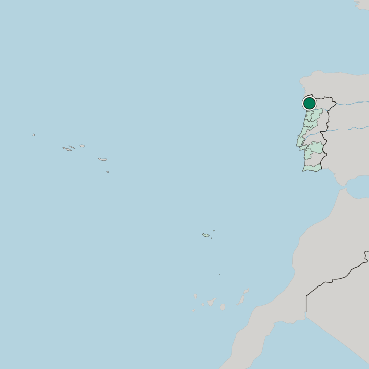 Map showing Braga — In Portugal