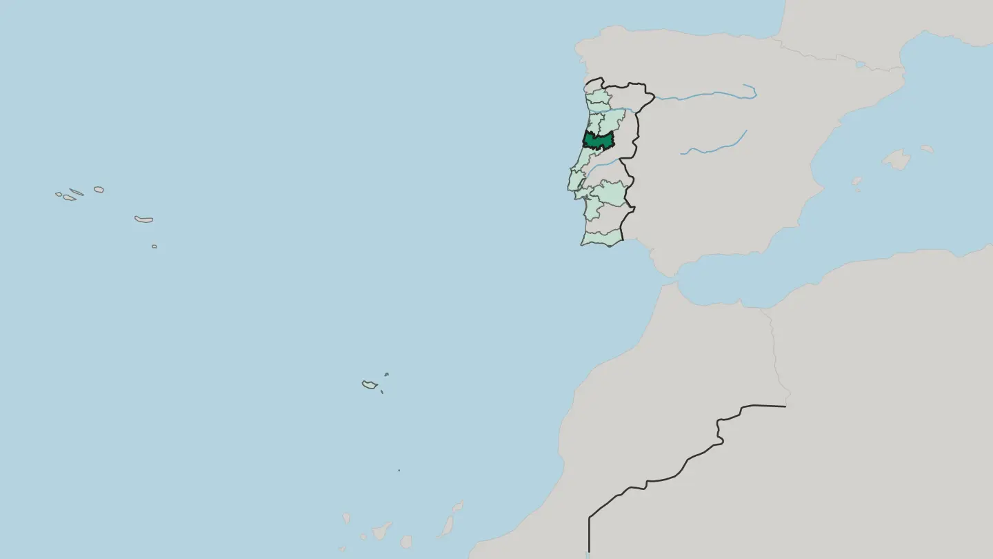 Map of Distrito de Coimbra in Portugal