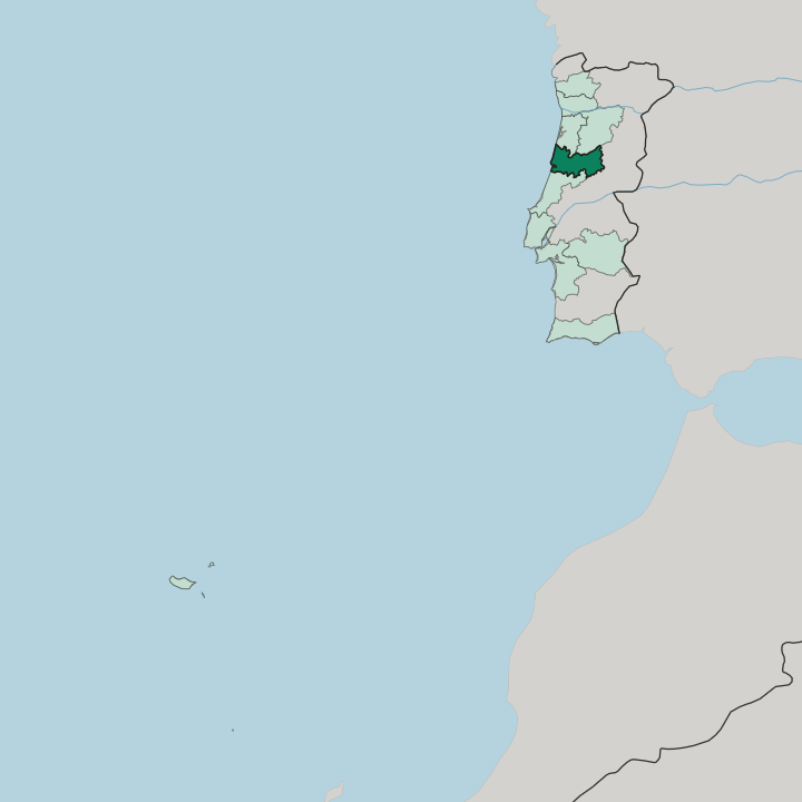 Map showing Distrito de Coimbra — In Portugal