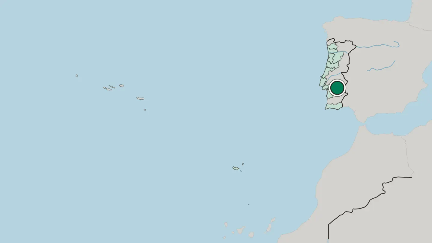 Map of Évora in Portugal