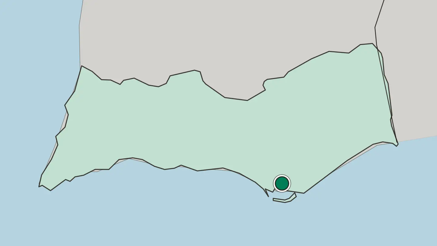 Map of Faro in Portugal