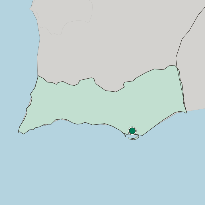Map showing Faro — In Distrito de Faro