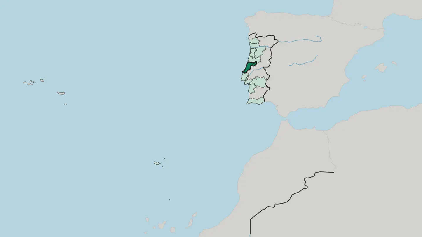 Map of Distrito de Leiria in Portugal