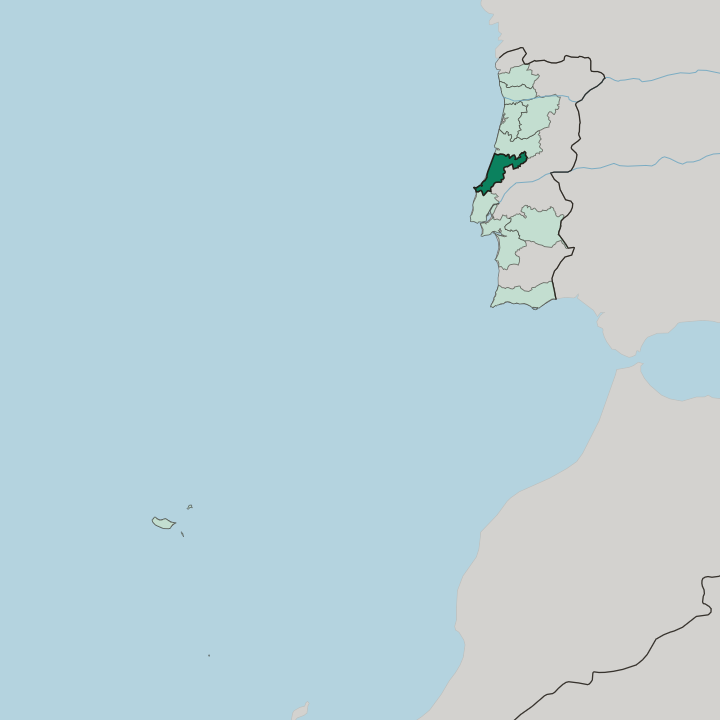 Map showing Distrito de Leiria — In Portugal