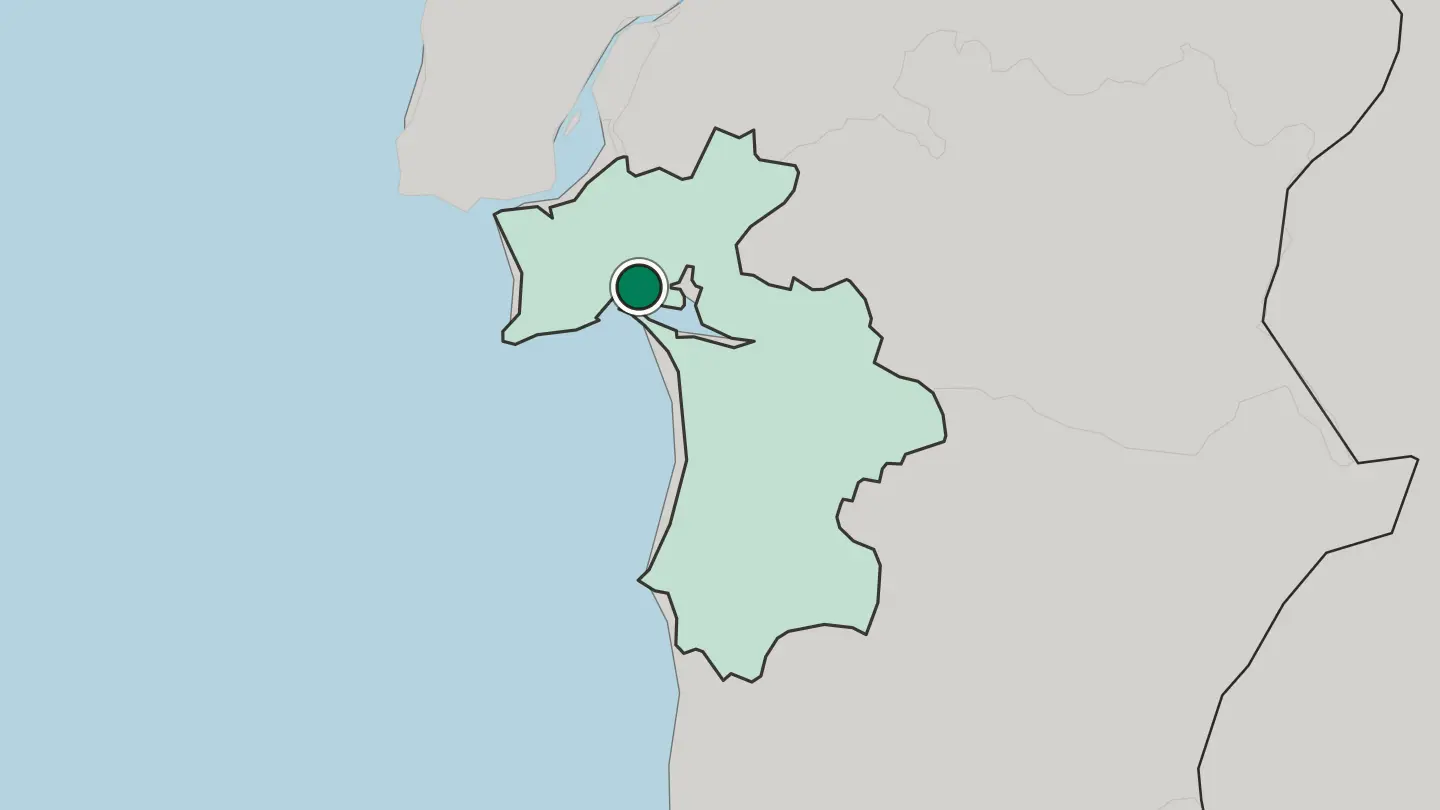 Map of Setúbal in Portugal