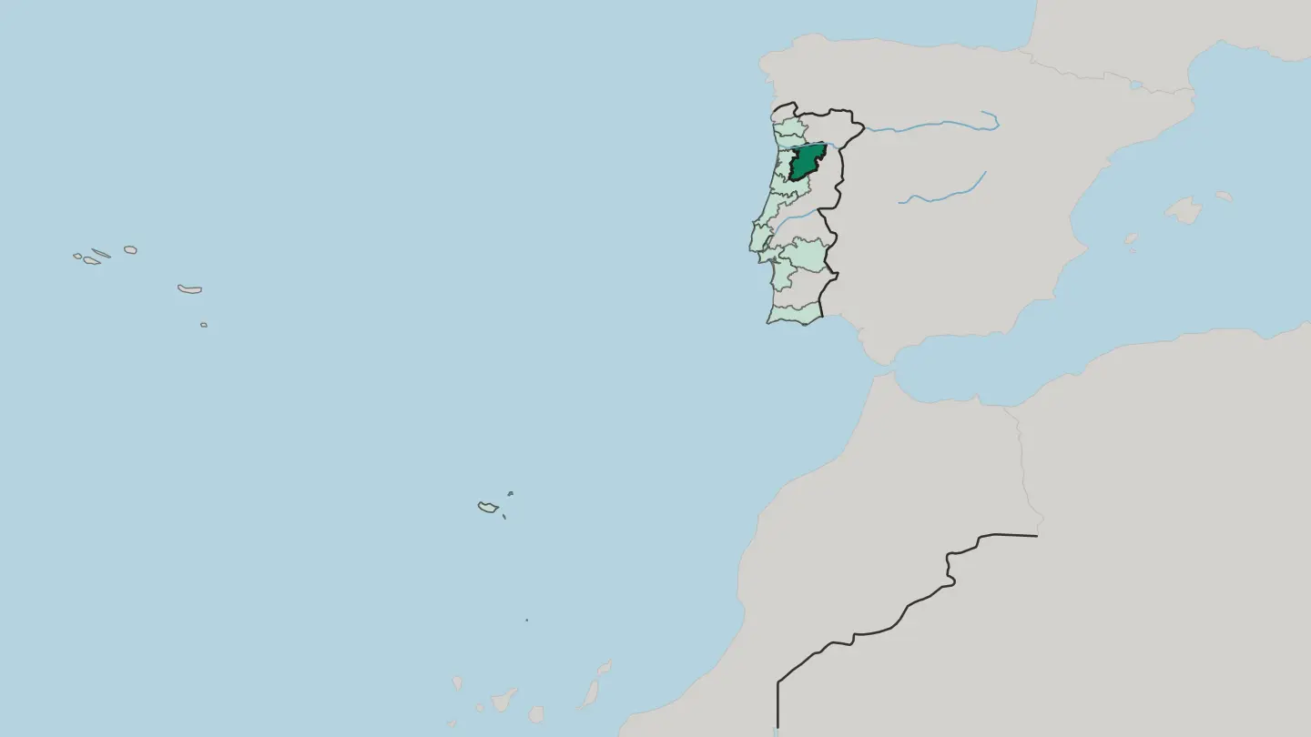 Map of Distrito de Viseu in Portugal