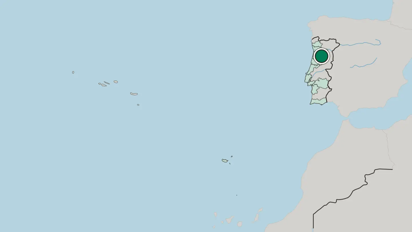 Map of Viseu in Portugal