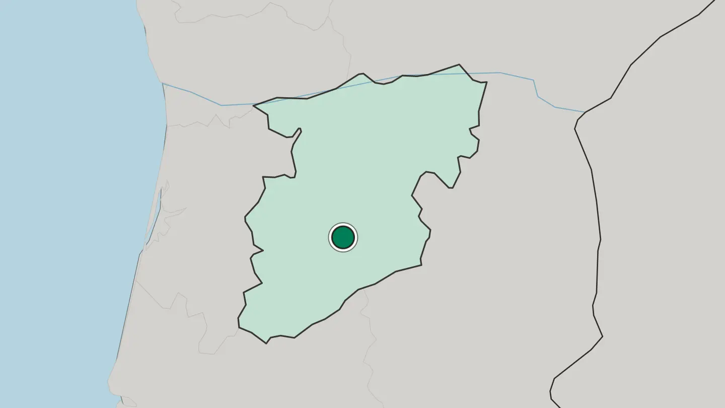 Map of Viseu in Portugal