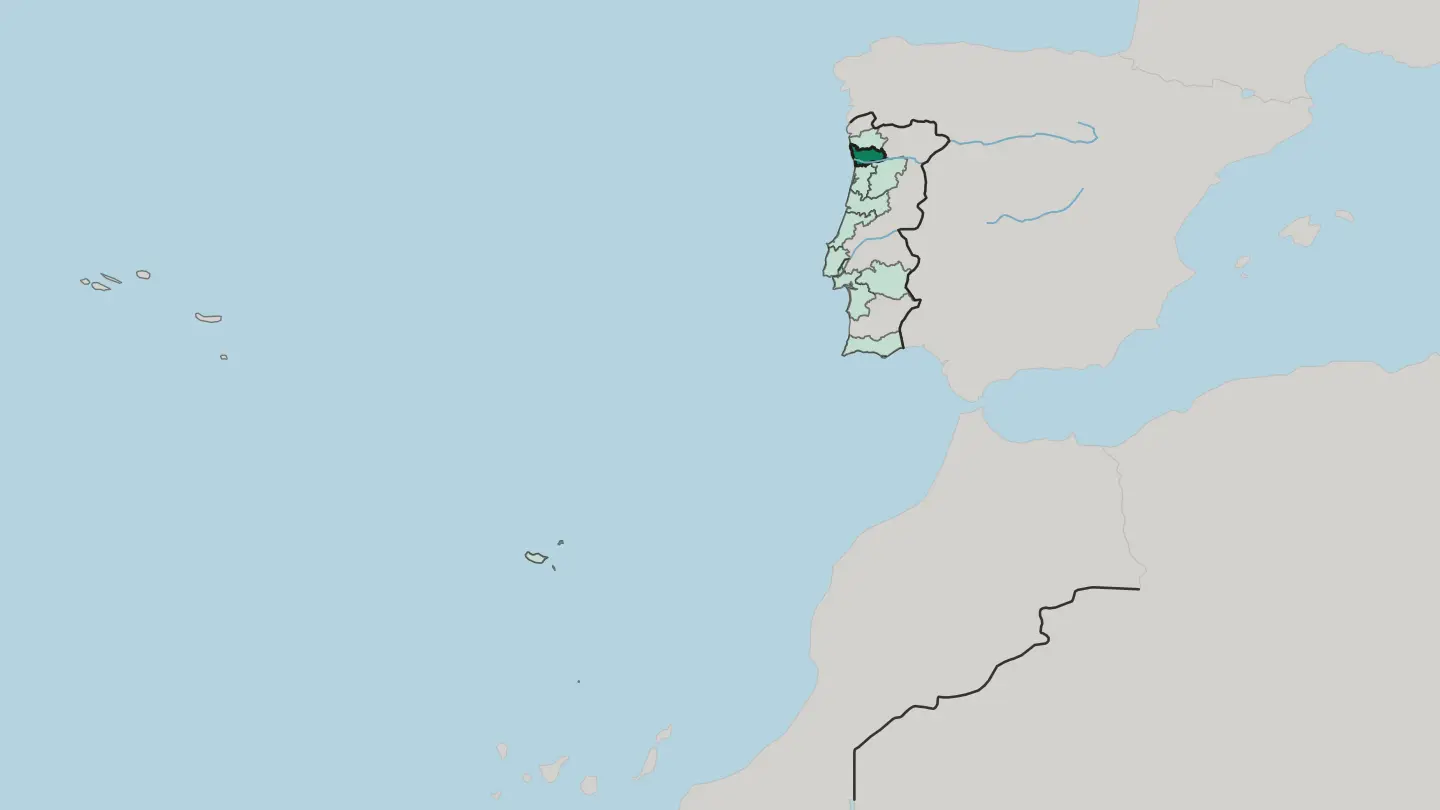 Map of Distrito do Porto in Portugal