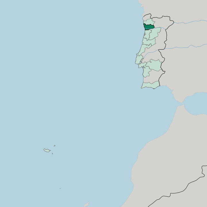 Map showing Distrito do Porto — In Portugal