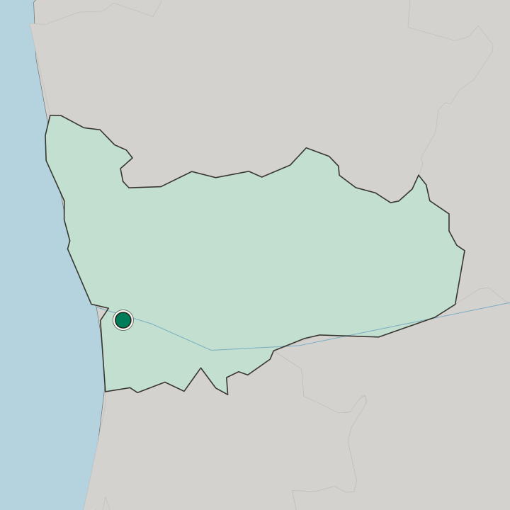 Map showing Vila Nova de Gaia — In Distrito do Porto