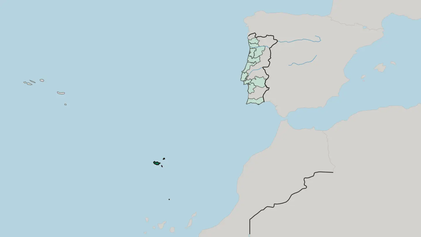 Map of Madeira in Portugal
