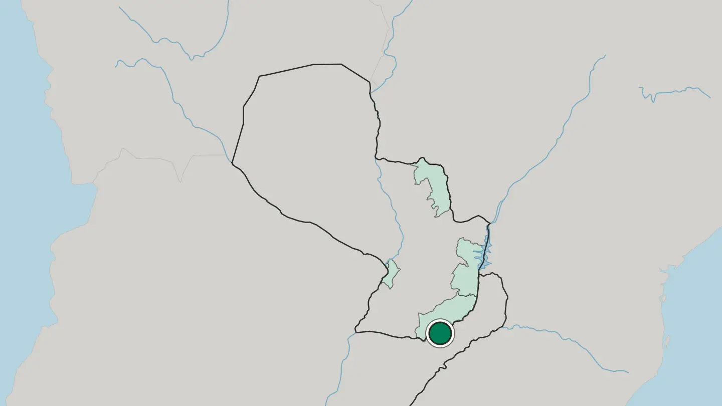 Map of Encarnación in Paraguay