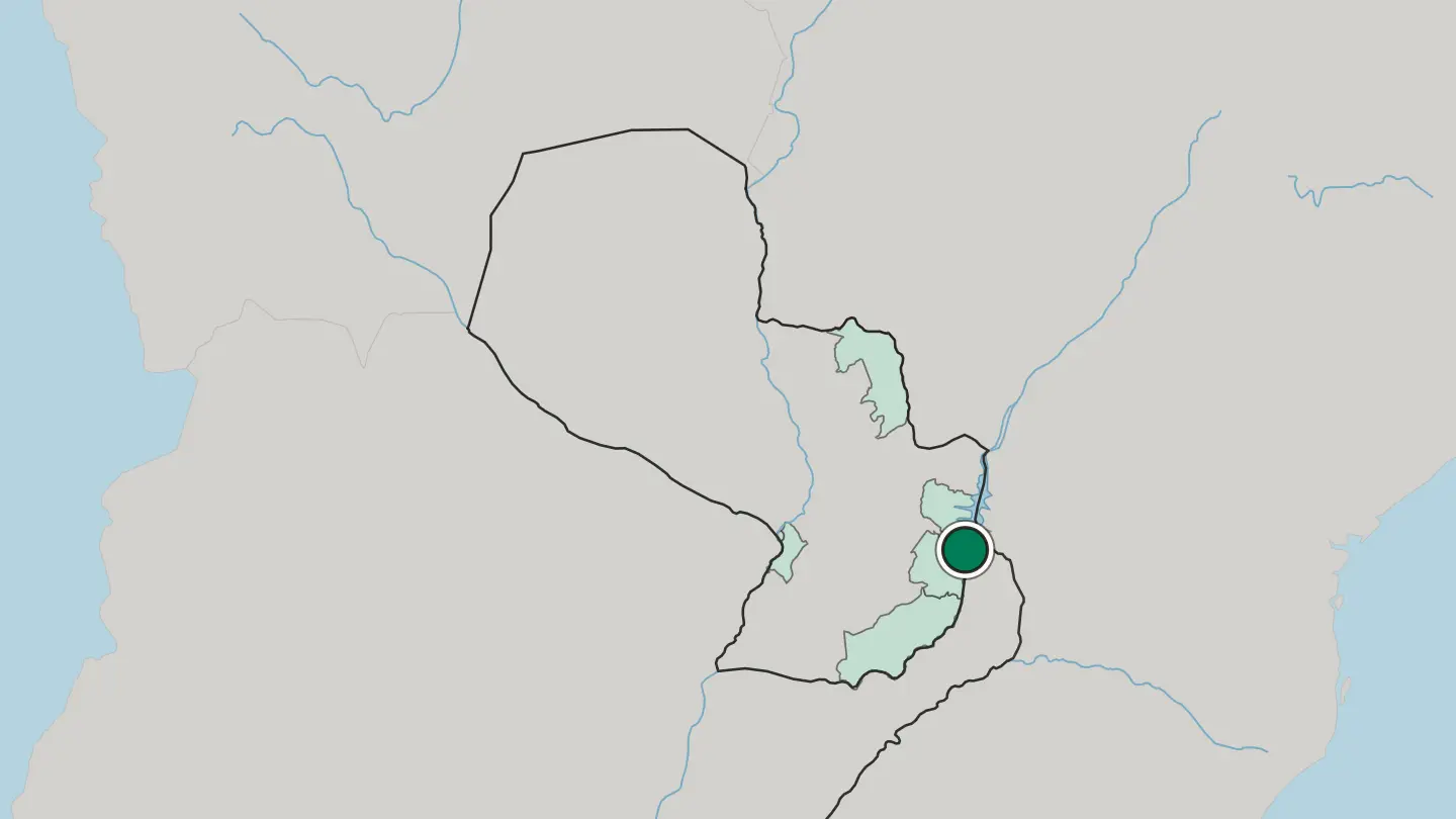 Map of Ciudad del Este in Paraguay