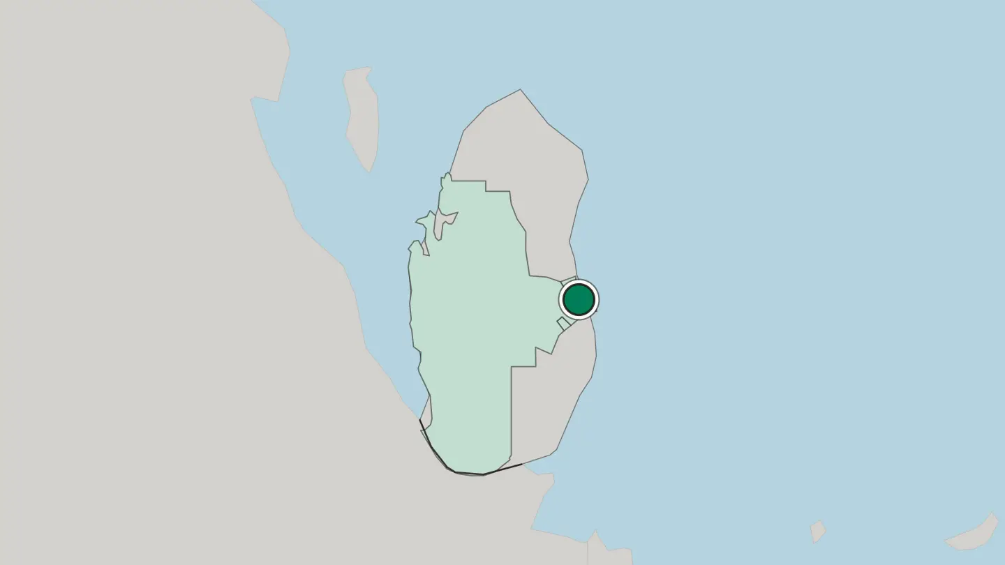 Map of Doha in Qatar