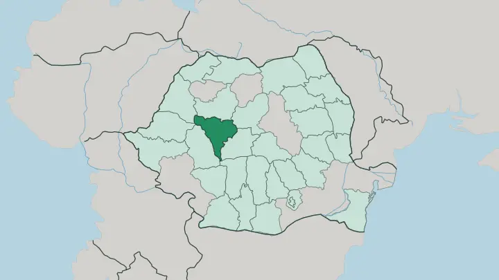 Map of Alba in Romania